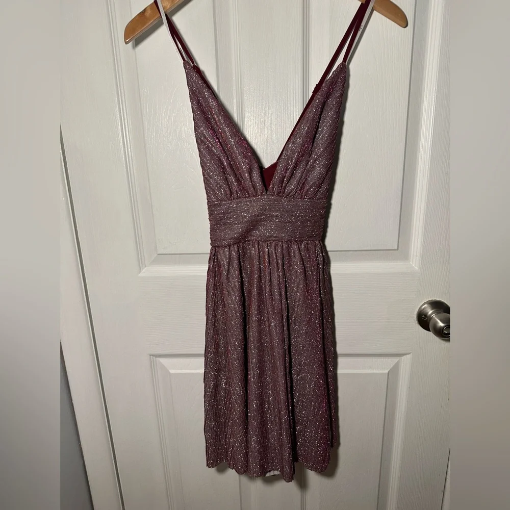 Lulus Stop the Show Glitter Skater Womens Dress Pink Purple - Size Small - Picture 5 of 12